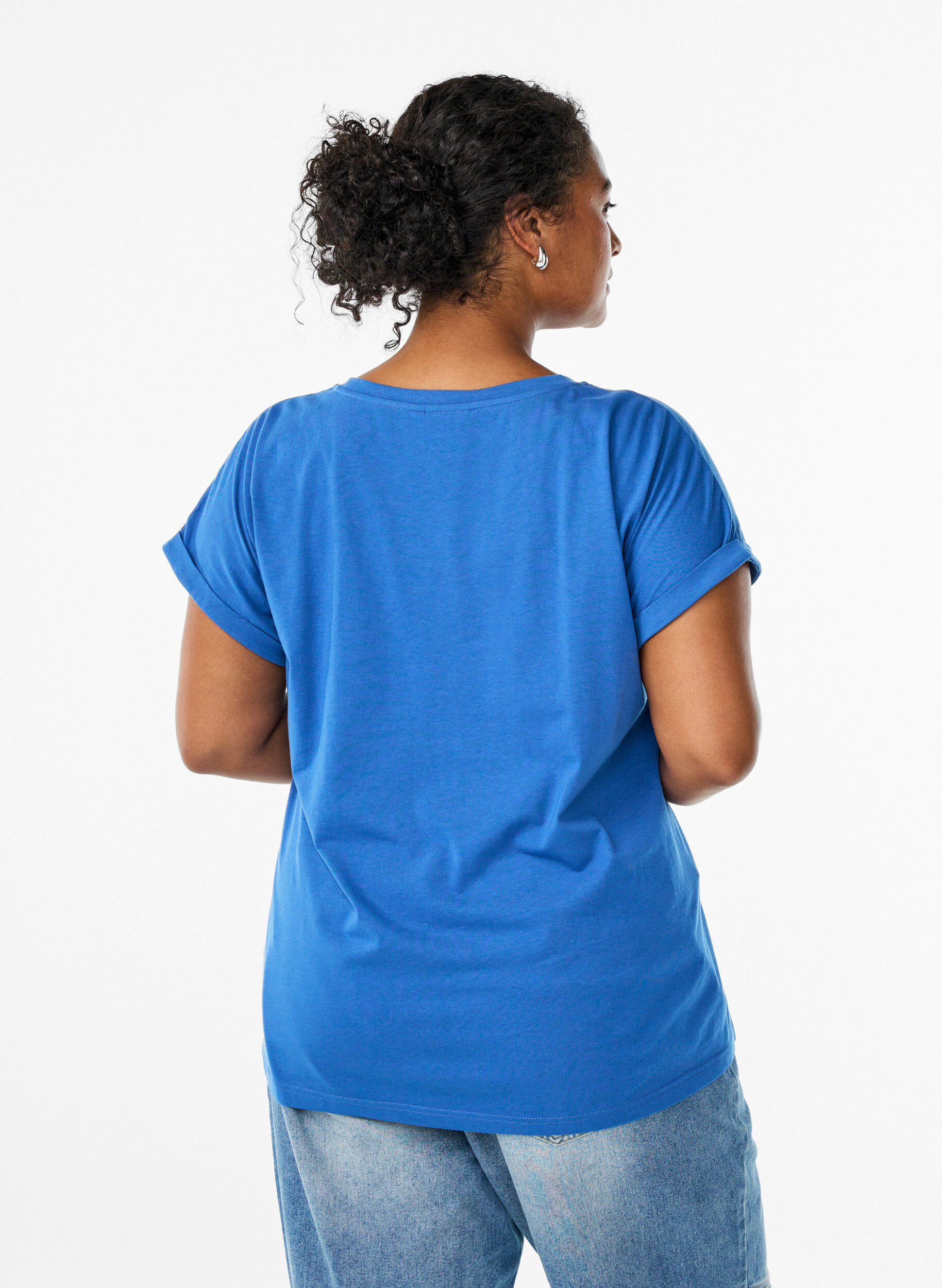 ZizziT-shirt z kr&oacute;tkim rekawem z mieszanki bawelny, Niebieskie, Model image number 2
