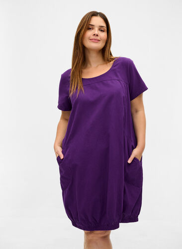 Bawelniana sukienka z krótkim rekawem, Violet Indigo, Model image number 0