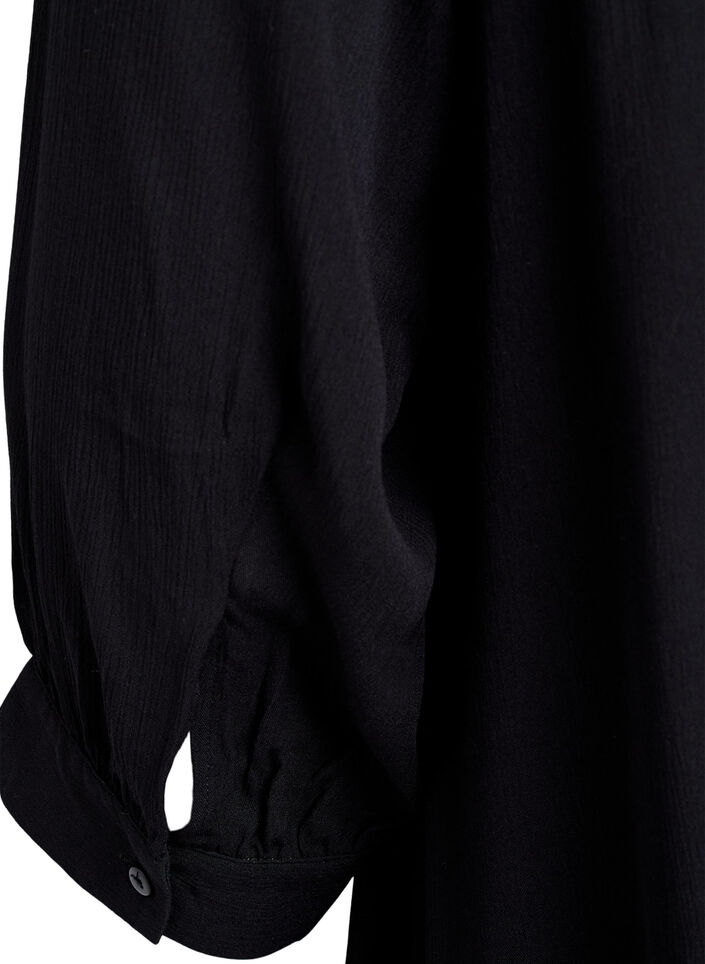 Tunika o kroju trapezowym z rekawami 3/4, Czarne, Packshot image number 3