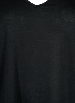 Bluzka z krótkim rekawem z koronka i dekoltem w szpic, Black, Packshot image number 2