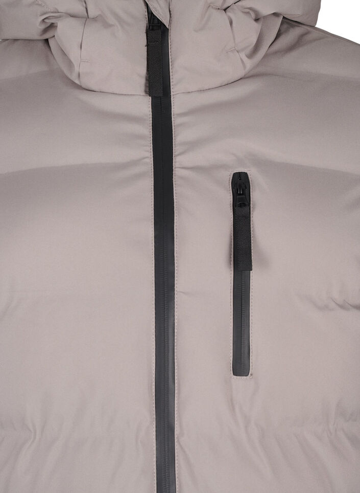 Puchowy plaszcz z kapturem i kieszeniami, Beżowy, Packshot image number 2