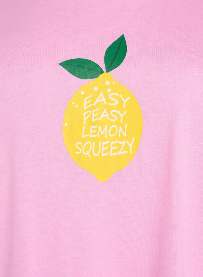 Koszula nocna z kr&oacute;tkim rekawem i nadrukiem tekstowym, R&oacute;żowy, Packshot image number 2