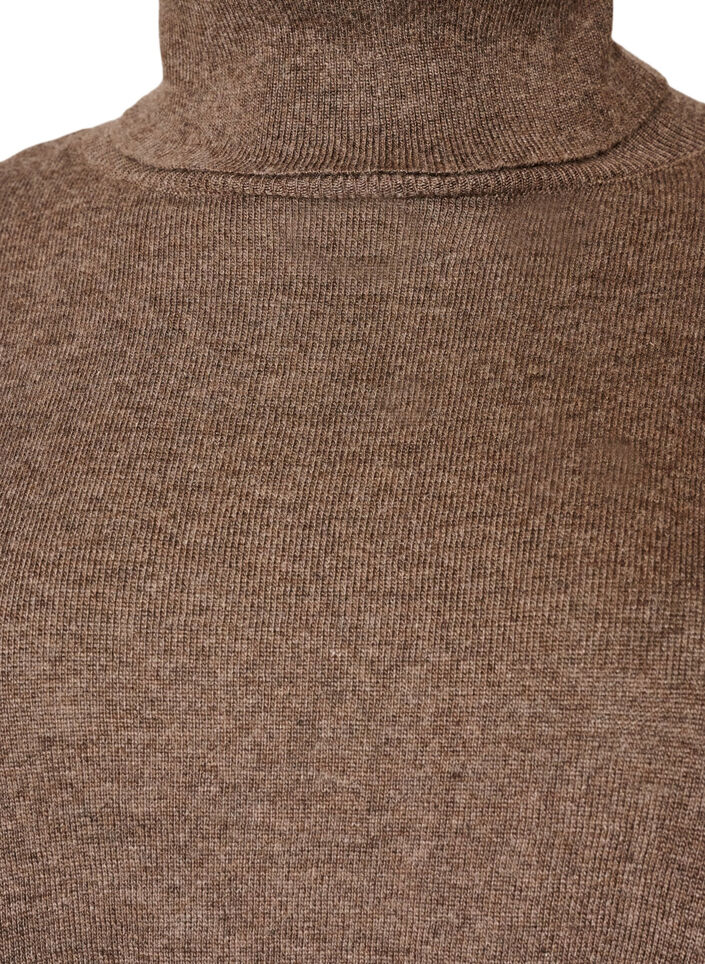 Sweter z kolnierzykiem i luznym krojem, Brązowy, Packshot image number 2