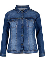 Krótka bawelniana kurtka jeansowa, Blue denim, Packshot