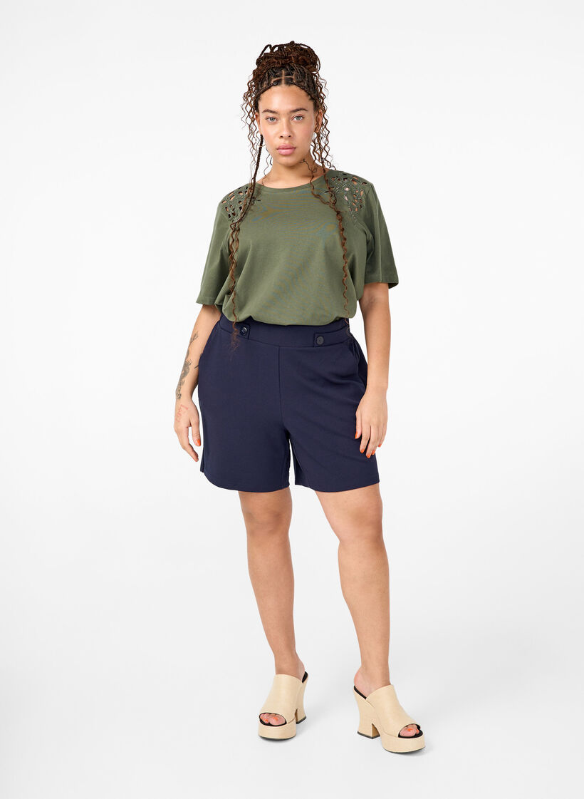 Koszulka z bawelny organicznej z haftowanymi detalami, Thyme, Model image number 2