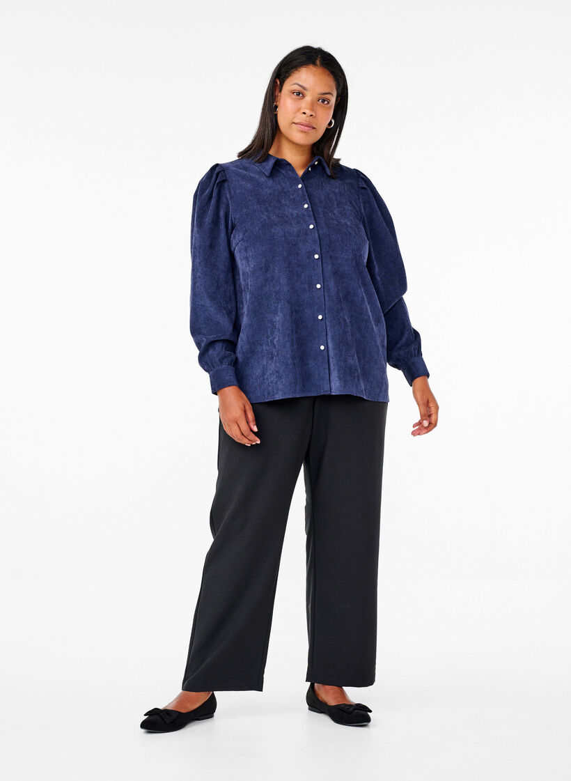 Aksamitna koszula z guzikami ze strasu, Medieval Blue, Model image number 2