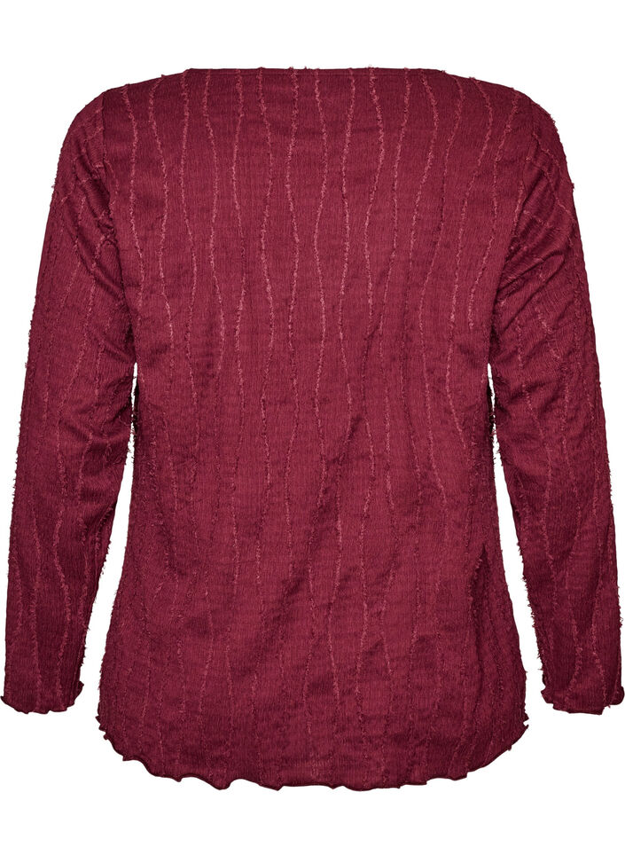 Bluzka z dzianiny o falistej fakturze, Czerwony, Packshot image number 1