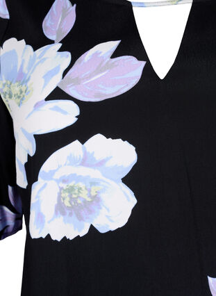 Wiskozowa bluzka z krótkim rekawem i nadrukiem, Black Big Flower AOP, Packshot image number 2