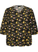 Bluzka z wiskozy w krate z 3/4-sleeves, Czarne, Packshot image number 0
