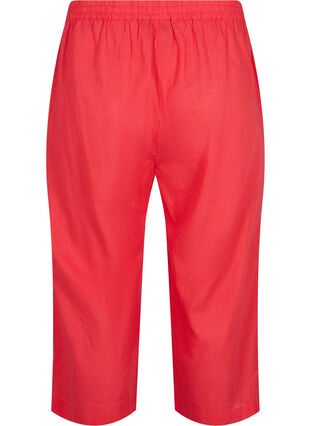 Spodnie 7/8 z mieszanki bawelny z lnem, Hibiscus, Packshot image number 1