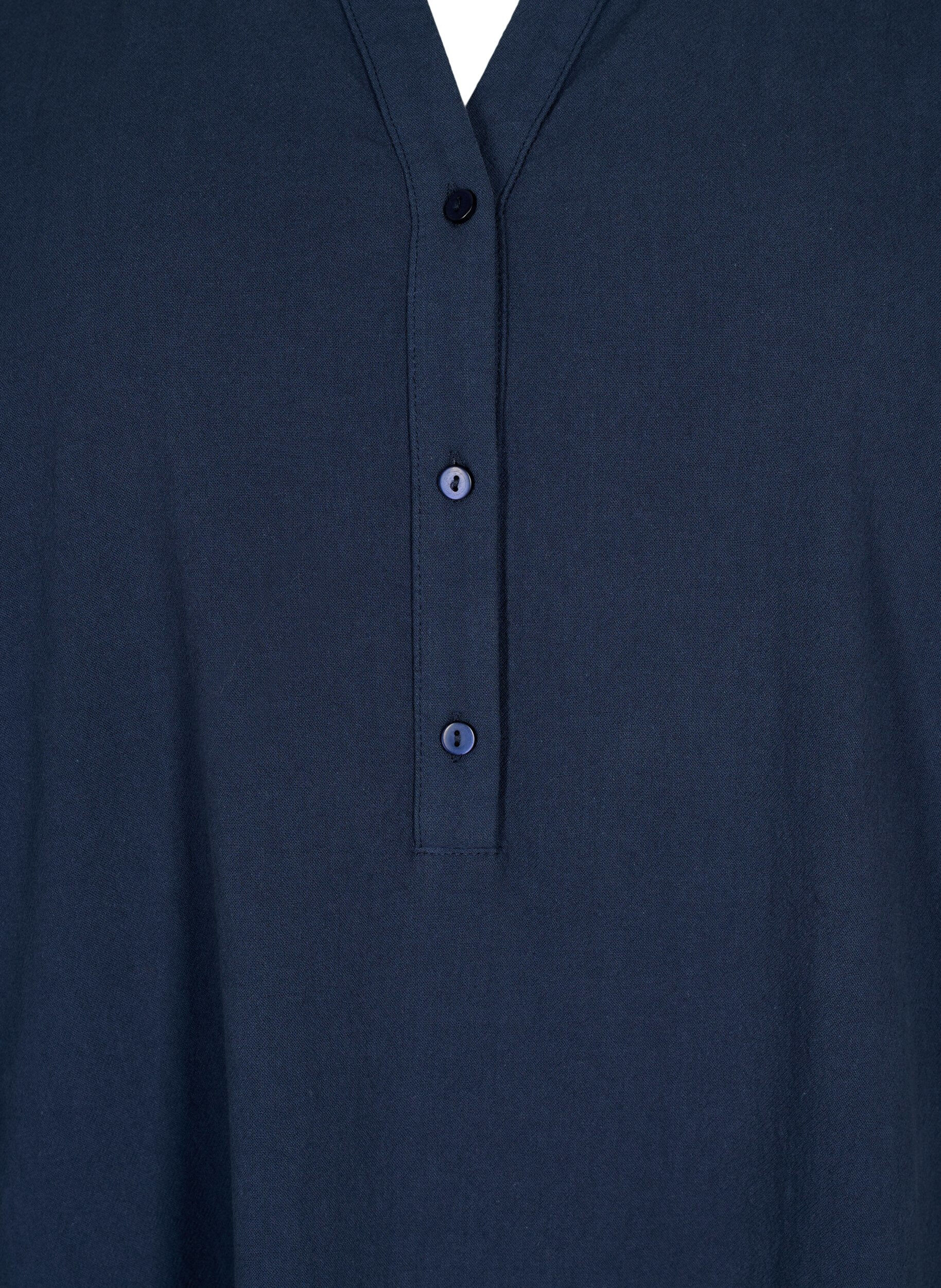 Zizzi Flash - Bawelniana sukienka midi z kr&oacute;tkim rekawem, Navy Blazer, Packshot image number 2