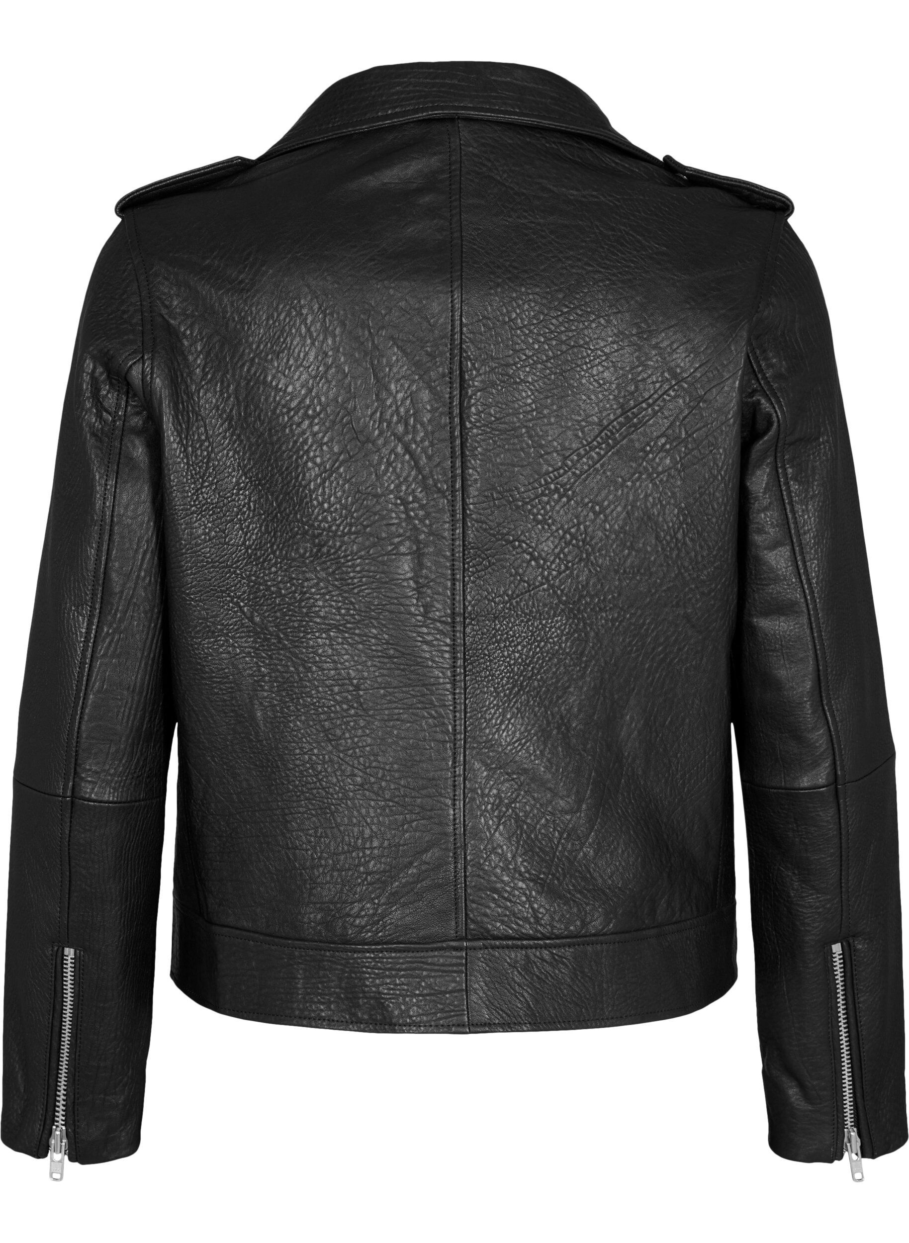 Zizzi Sk&oacute;rzana kurtka typu biker z kieszeniami, Black, Packshot image number 1
