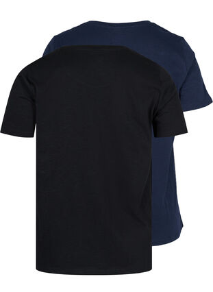 Podstawowa koszulka bawelniana 2-pack, Black/Navy Blazer, Packshot image number 1