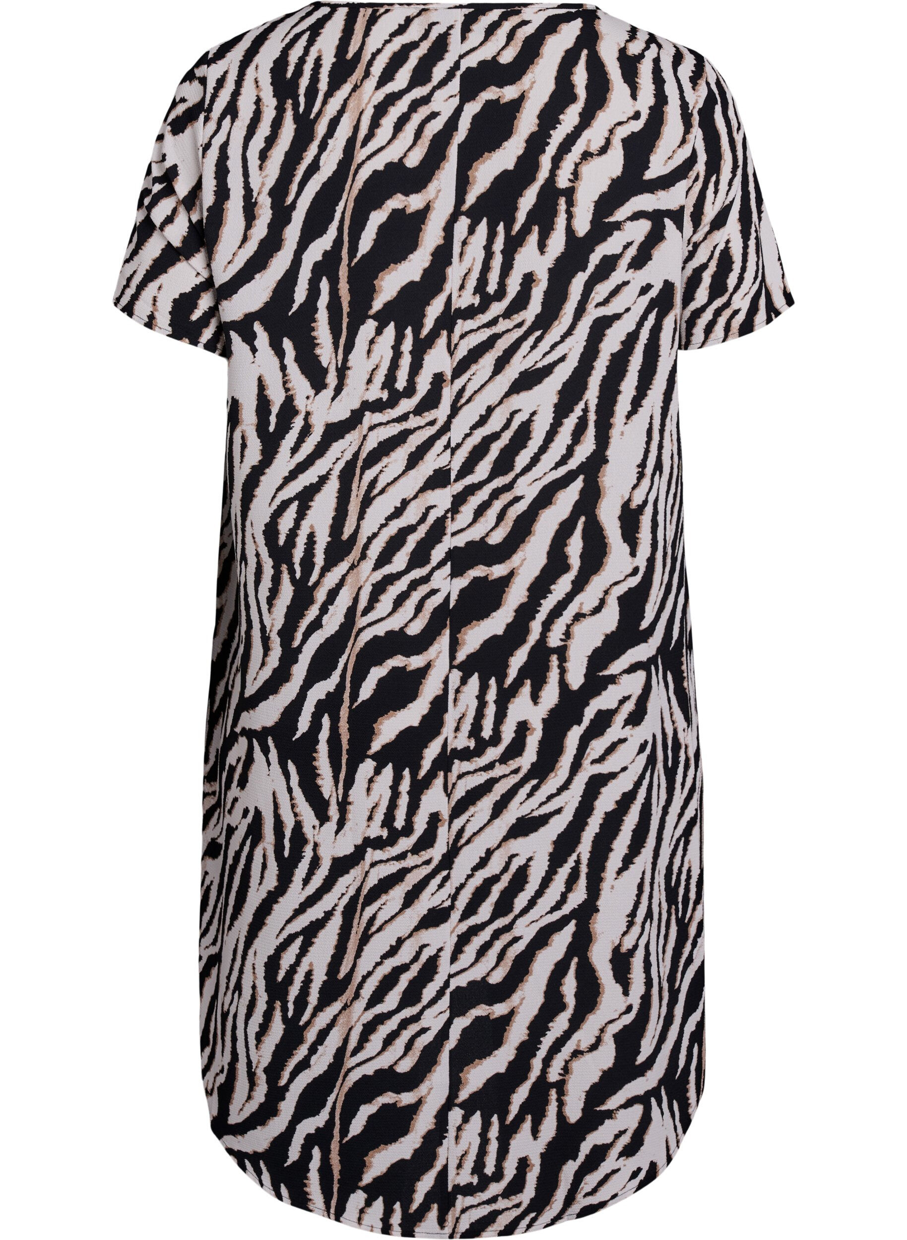 Zizzi Sukienka z nadrukiem i kr&oacute;tkimi rekawami, Czarne, Packshot image number 1