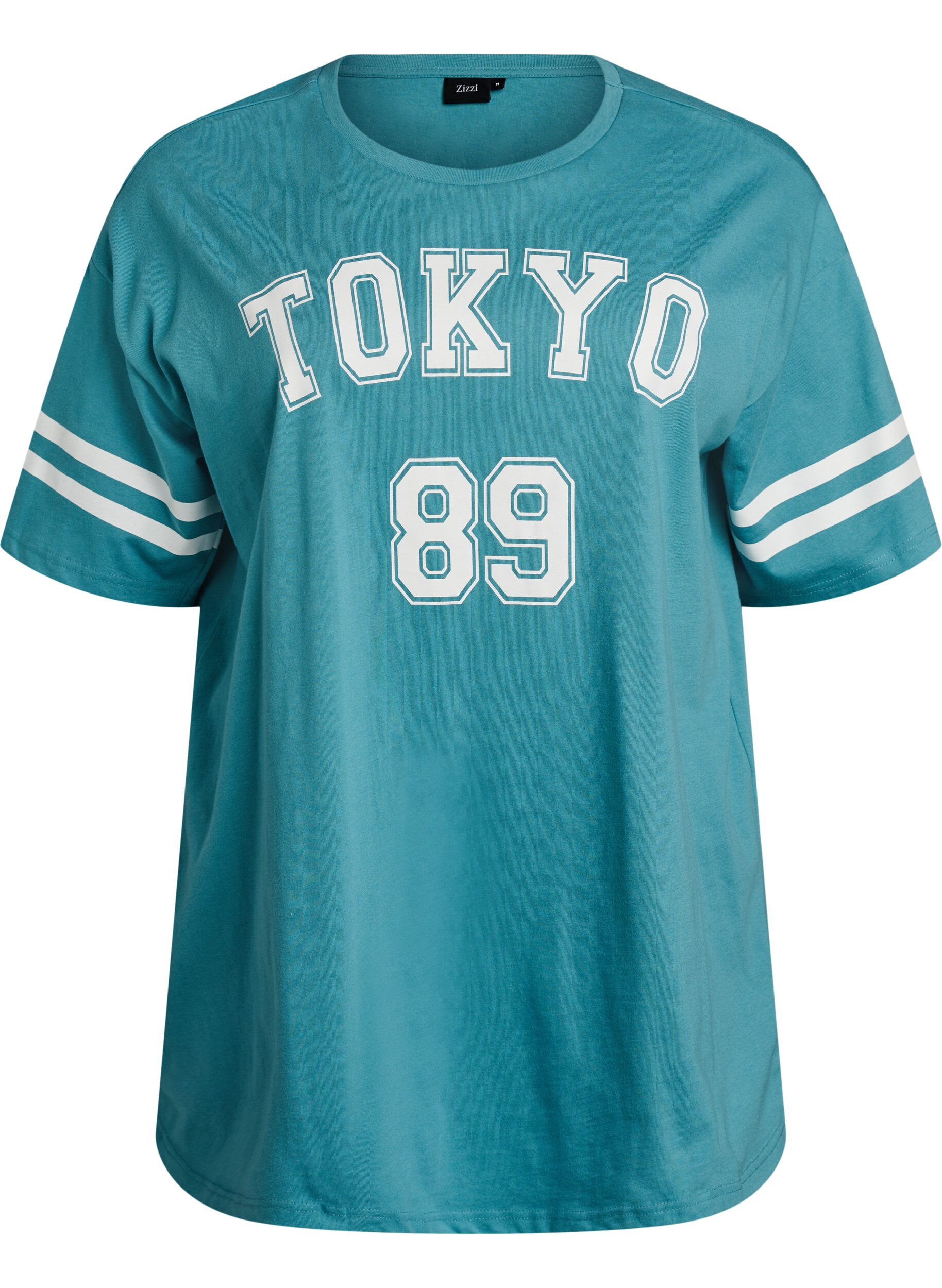 Zizzi Sportowy T-shirt oversize w stylu uniwersyteckim, Niebieskie, Packshot image number 0