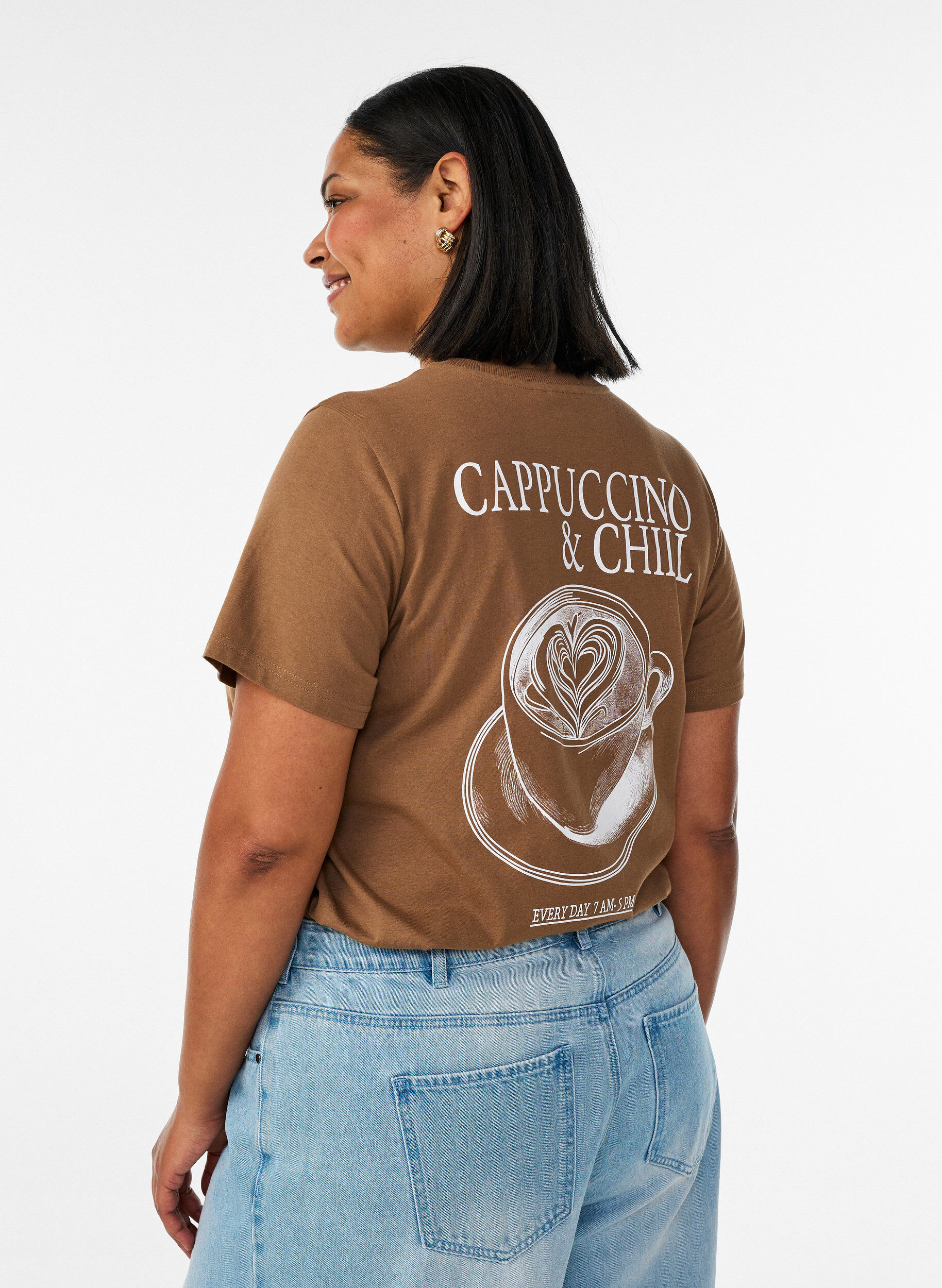 ZizziBawelniana koszulka z nadrukiem, Brązowy, Model image number 2