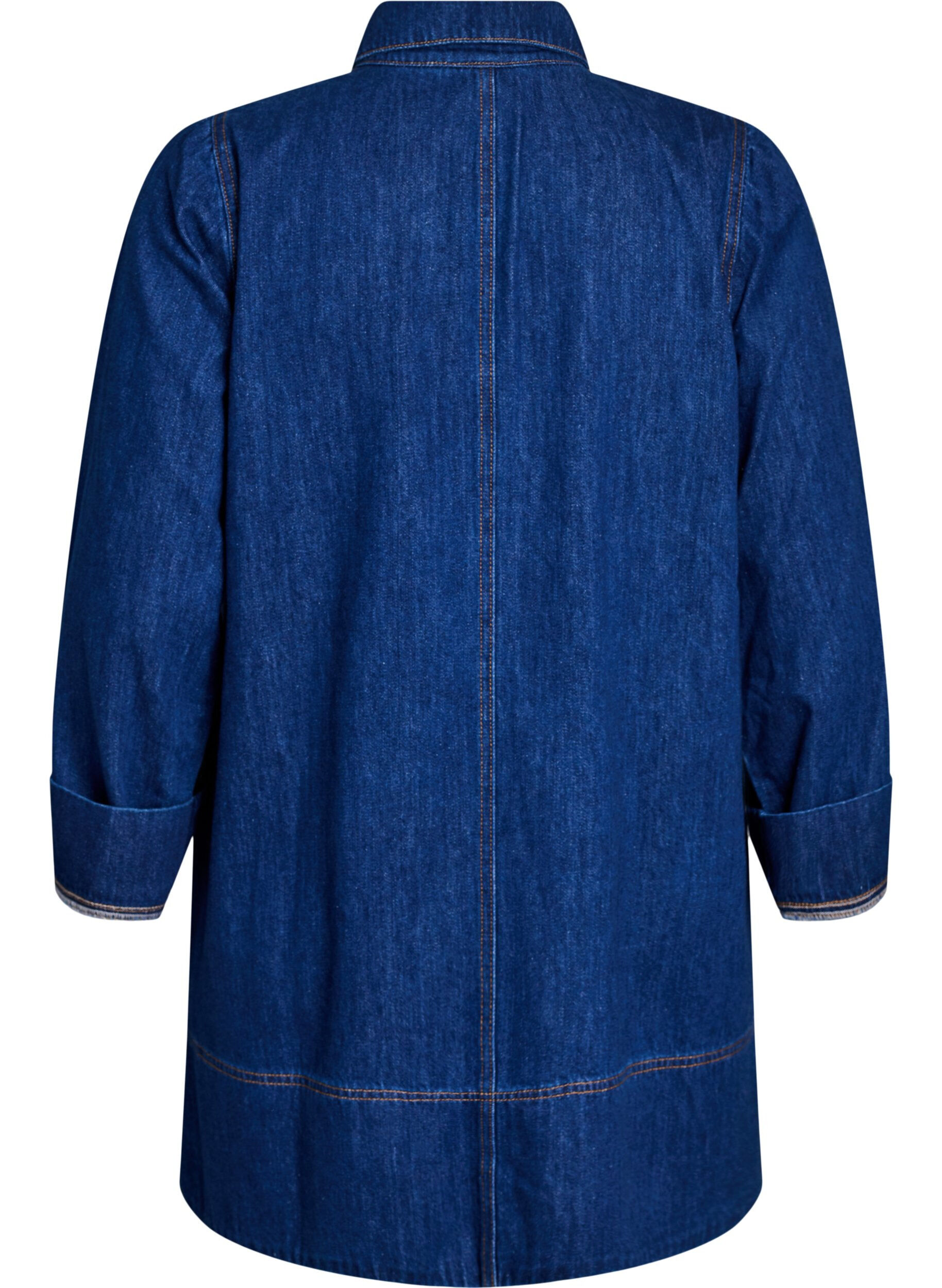 Zizzi Kr&oacute;tkiej sp&oacute;dniczki dzinsowej z kolnierzykiem i zapinaniem na guziki, Niebieskie, Packshot image number 1