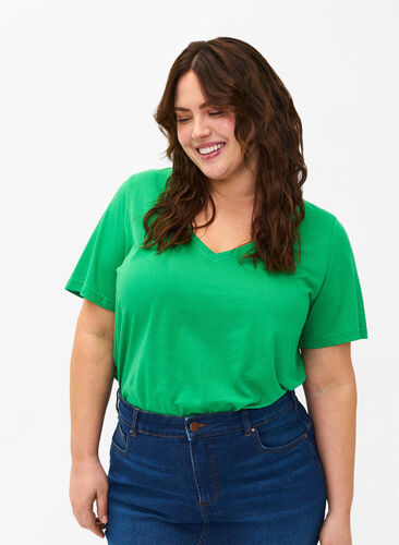 Flash - koszulka z dekoltem w szpic, Kelly Green, Model image number 0