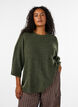 Prazkowany sweter z rekawami 3/4, Zielony, Model image number 0