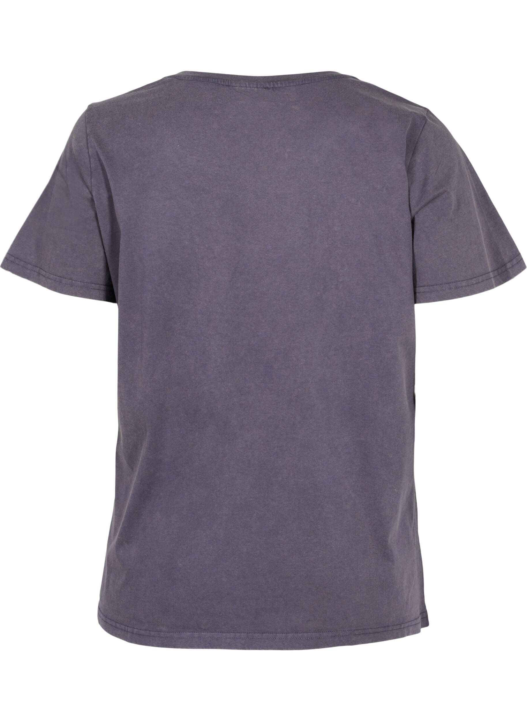 Zizzi Cotton t-shirt in acid wash and stones, Dark Grey Wash, Packshot image number 1