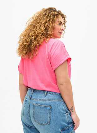 Bawelniant T-shirt w neonowym kolorze, Neon pink, Model image number 1