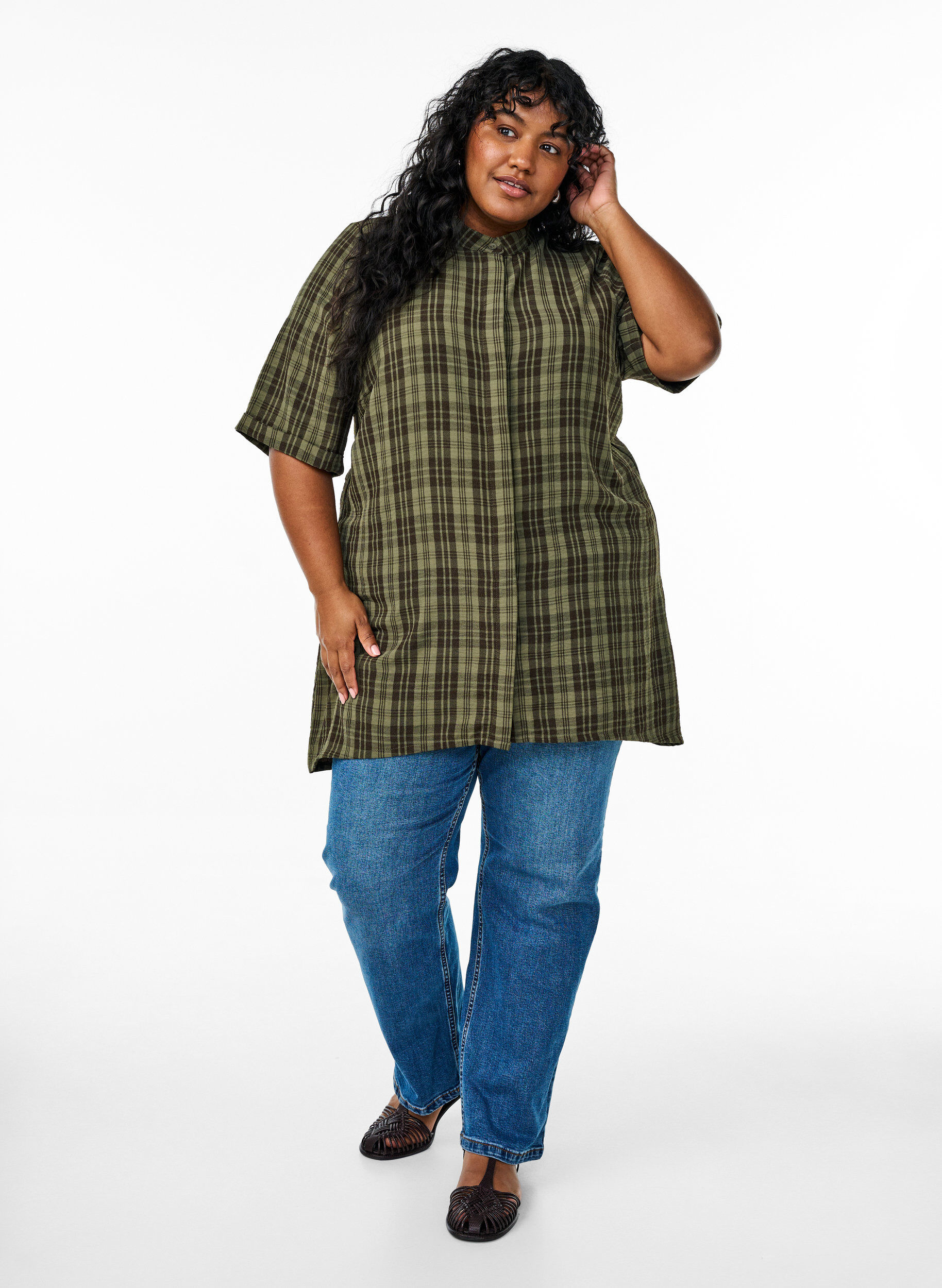 Zizzi Tunika w kratke z kr&oacute;tkimi rekawami, Zielony, Model image number 1