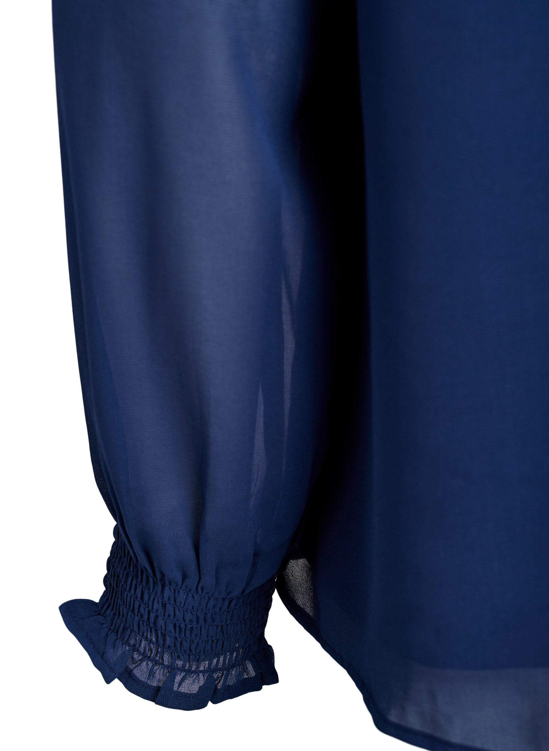 Zizzi Bluzka z przezroczystymi rekawami i marszczeniem, Niebieskie, Packshot image number 3