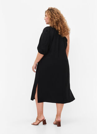 Sukienka na jedno ramie z wiskozy, Black, Model image number 1