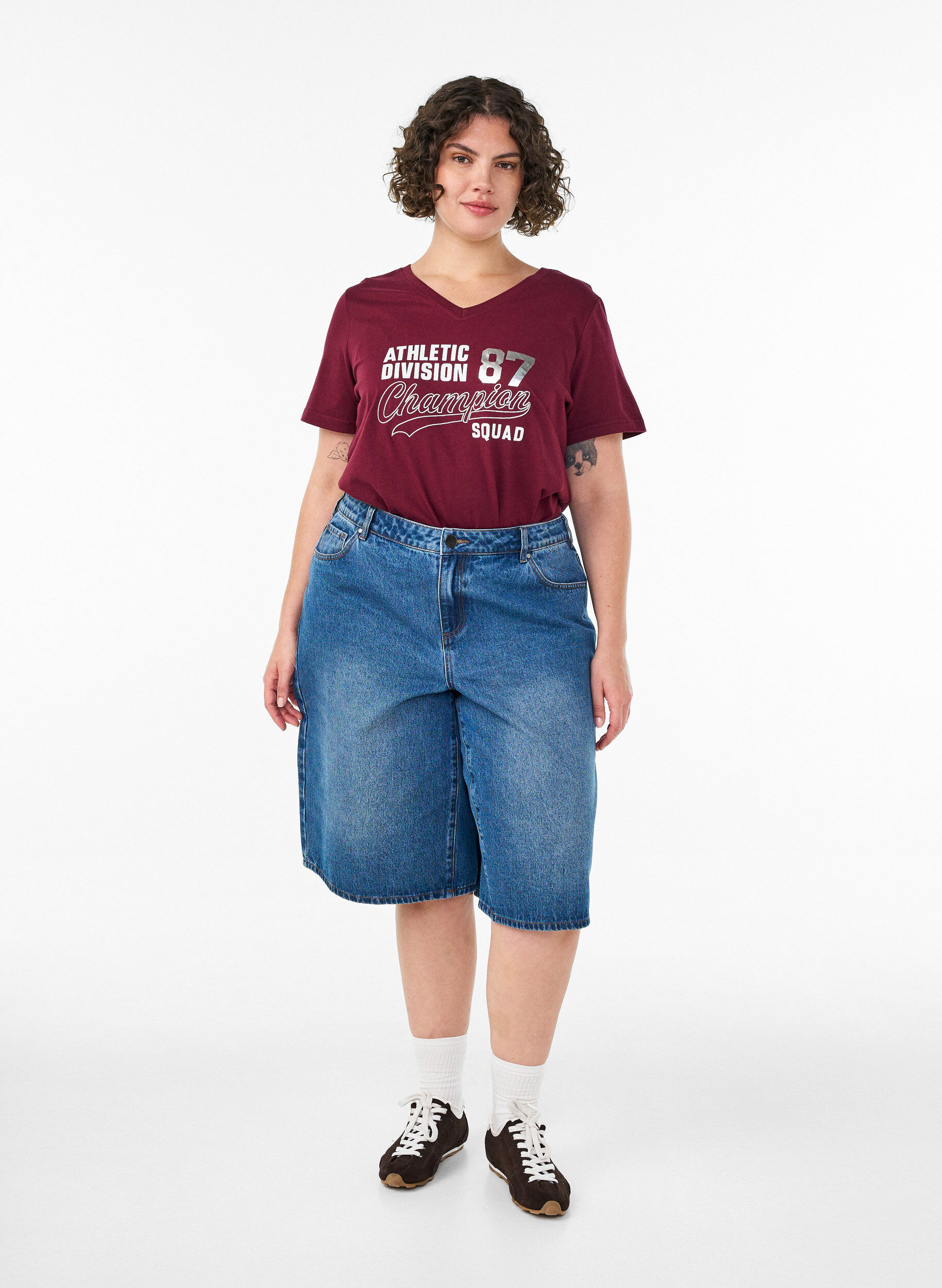 ZizziKoszulka z bawelny organicznej ze sportowym nadrukiem tekstowym, Czerwony, Model image number 1