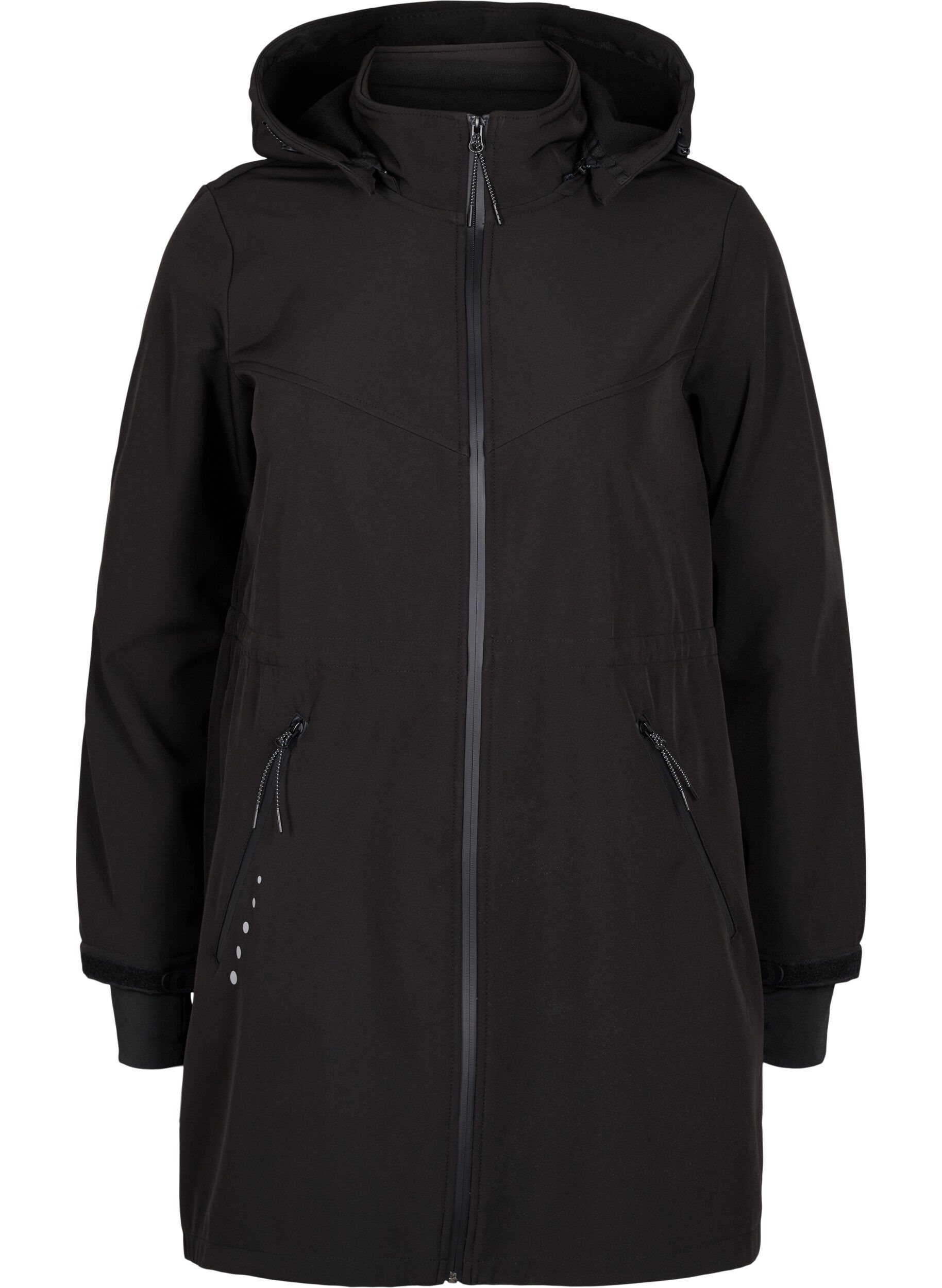 Zizzi Softshell jacket with fleece, Black Solid, Packshot image number 0
