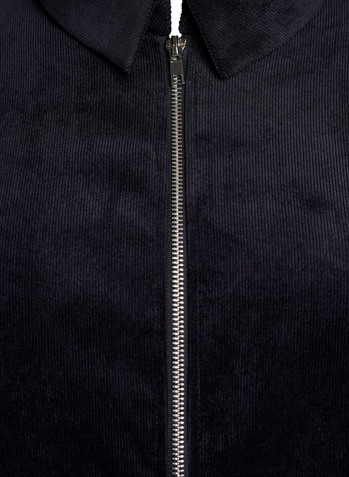 Aksamitna sukienka z zamkiem blyskawicznym i rekawami 3/4, Czarne, Packshot image number 2