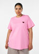 T-shirt z cekinowym serduszkiem i kolorowym nadrukiem na plecach, R&oacute;żowy, Model image number 0