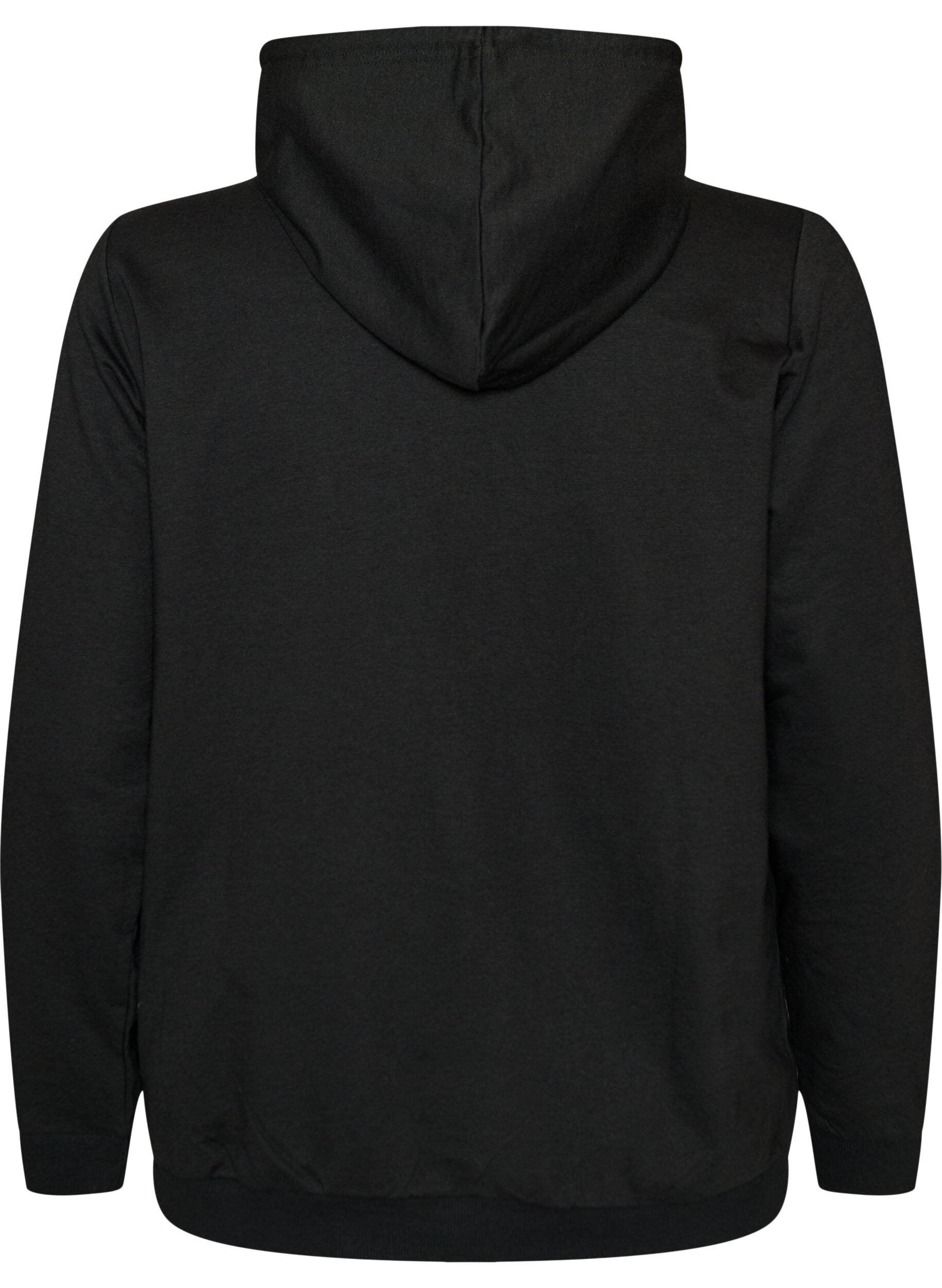 ZizziBluza z kapturem i nadrukiem, Czarne, Packshot image number 1