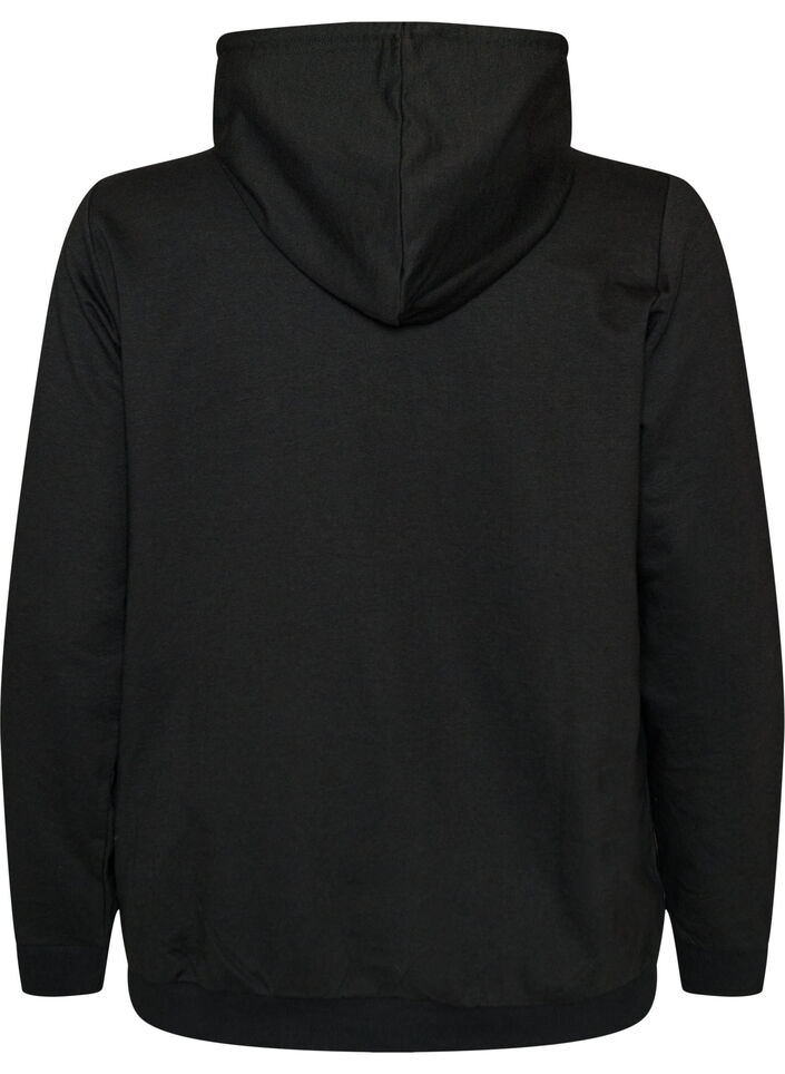 Bluza z kapturem i nadrukiem, Czarne, Packshot image number 1