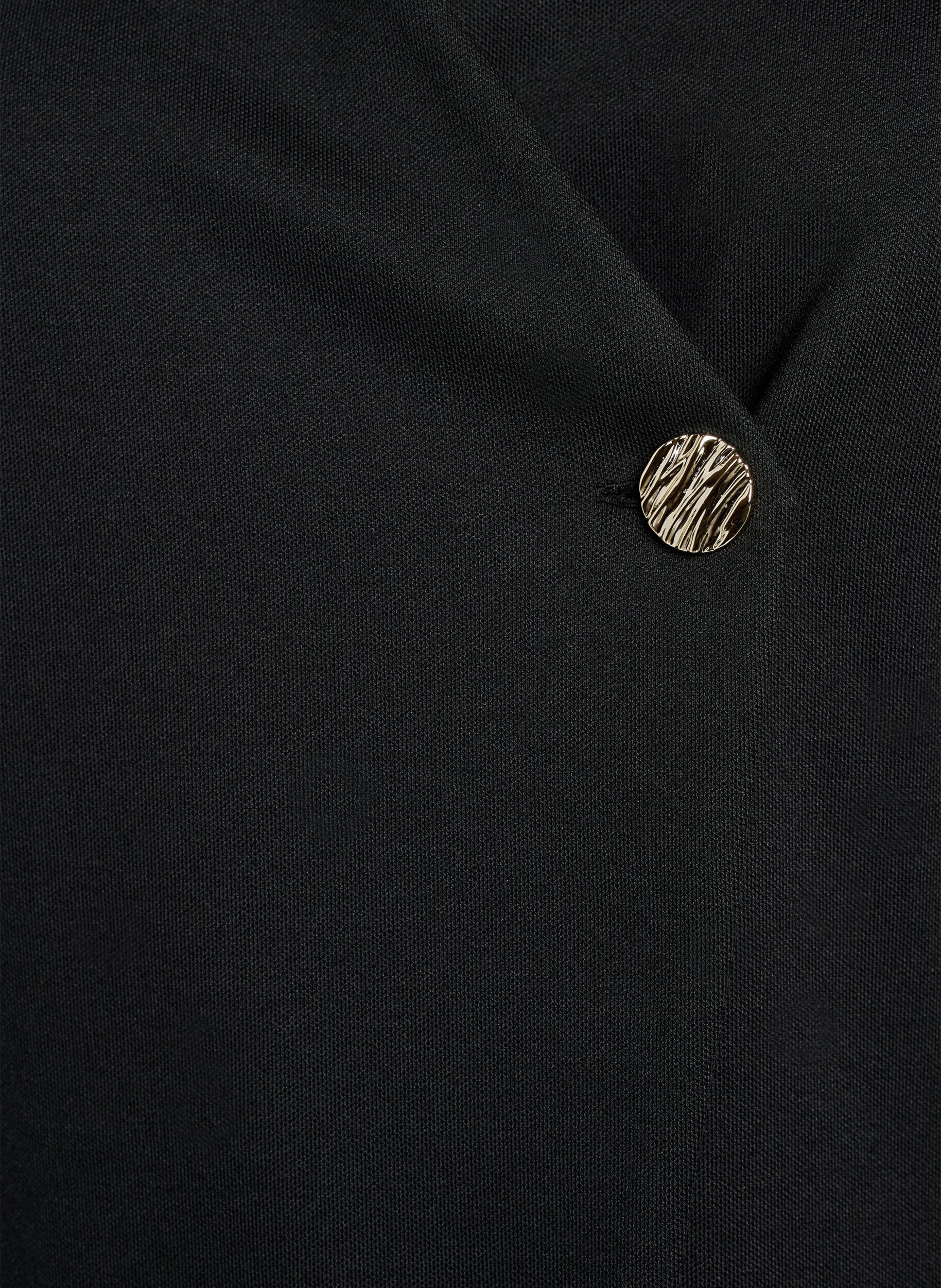 Zizzi Bluzka z asymetrycznym efektem kopertowym i kr&oacute;tkimi rekawami, Czarne, Packshot image number 2