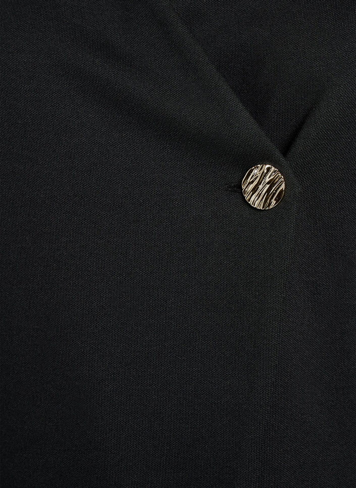 Bluzka z asymetrycznym efektem kopertowym i kr&oacute;tkimi rekawami, Czarne, Packshot image number 2