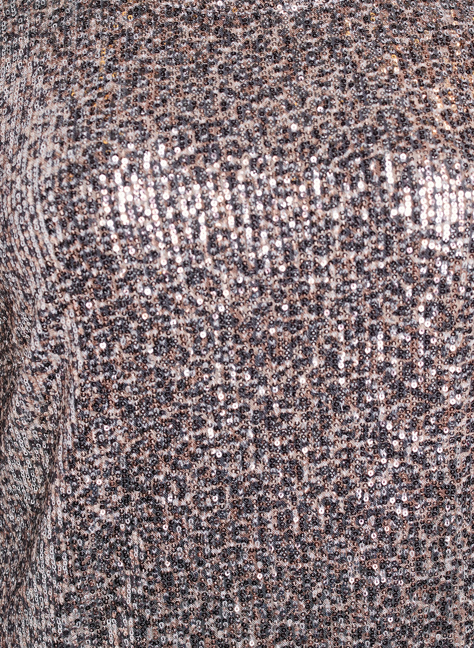 Zizzi Kr&oacute;tka cekinowa sukienka z dlugim rekawem, Brązowy, Packshot image number 2