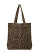 Denimowa torba shopper w panterke, Brązowy, Packshot image number 1