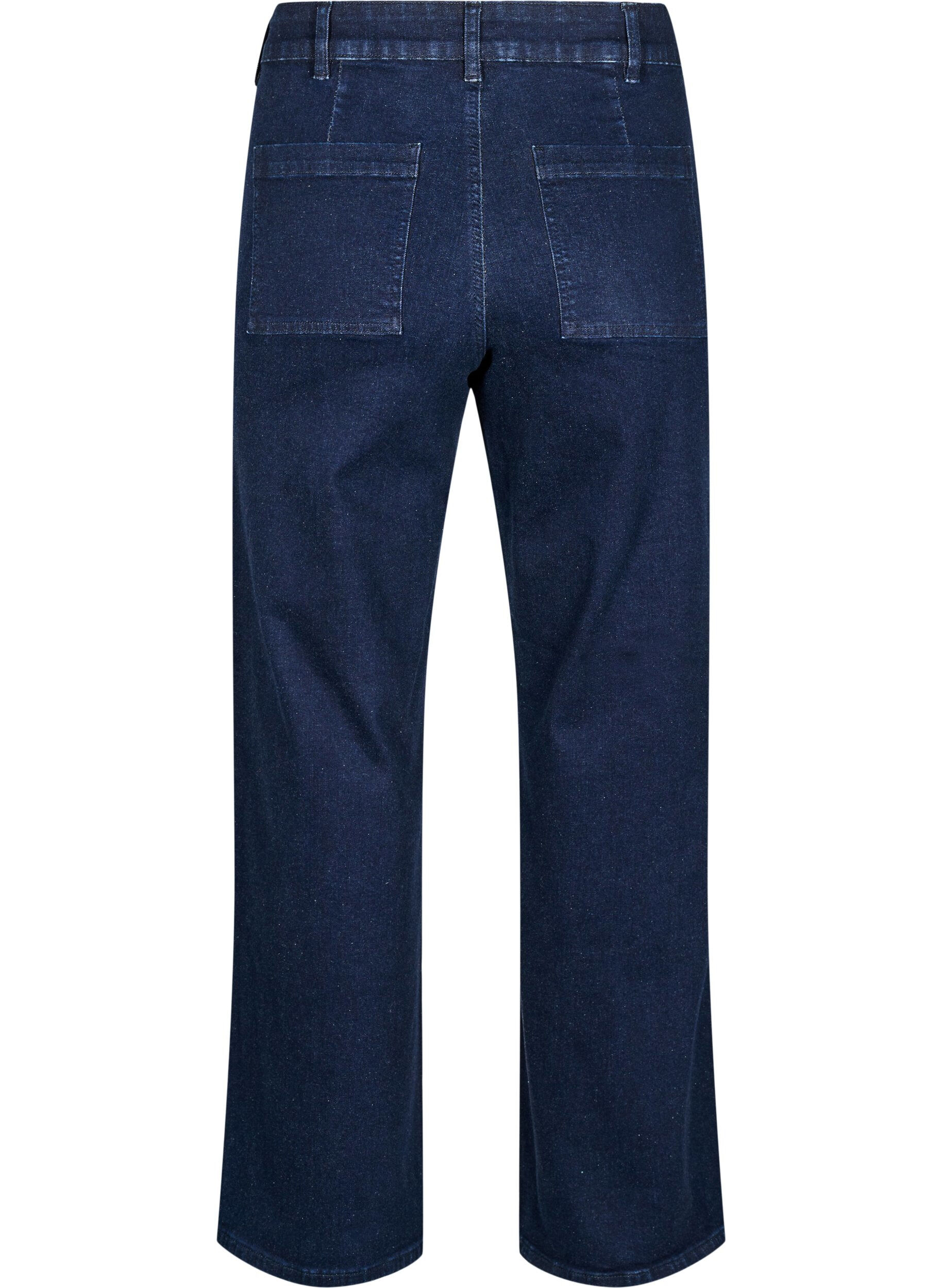 Zizzi Jeansy z wysokim stanem i szerokimi nogawkami, Niebieskie, Packshot image number 1