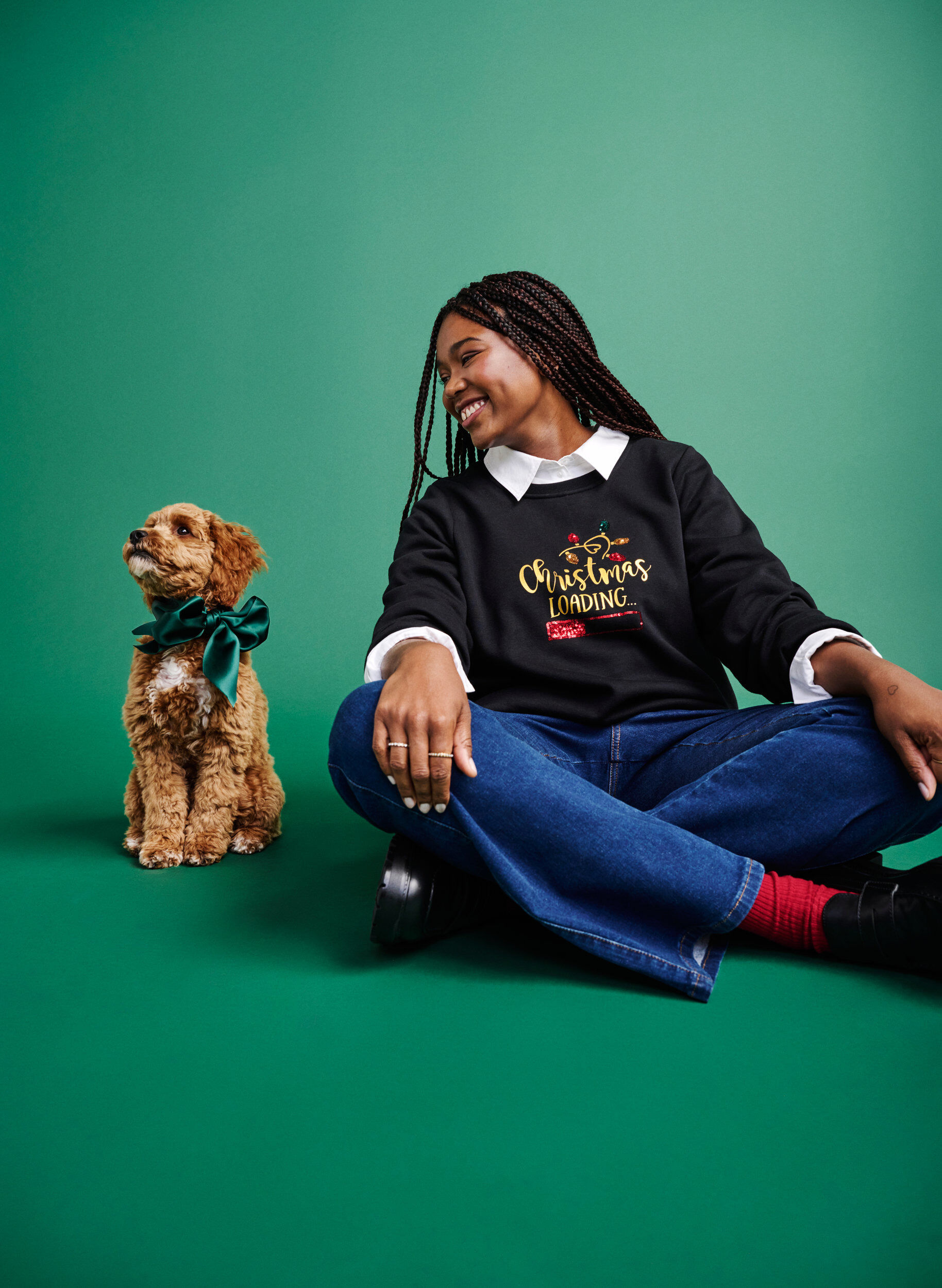 Zizzi Swiateczna bluza, Black LOADING, Image image number 0