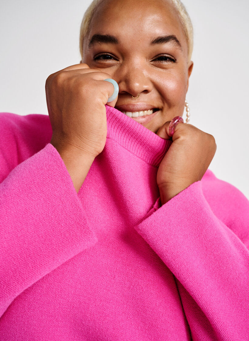 Sweter z mieszanki wiskozy z rozcieciem z boku, Raspberry Rose, Image image number 0