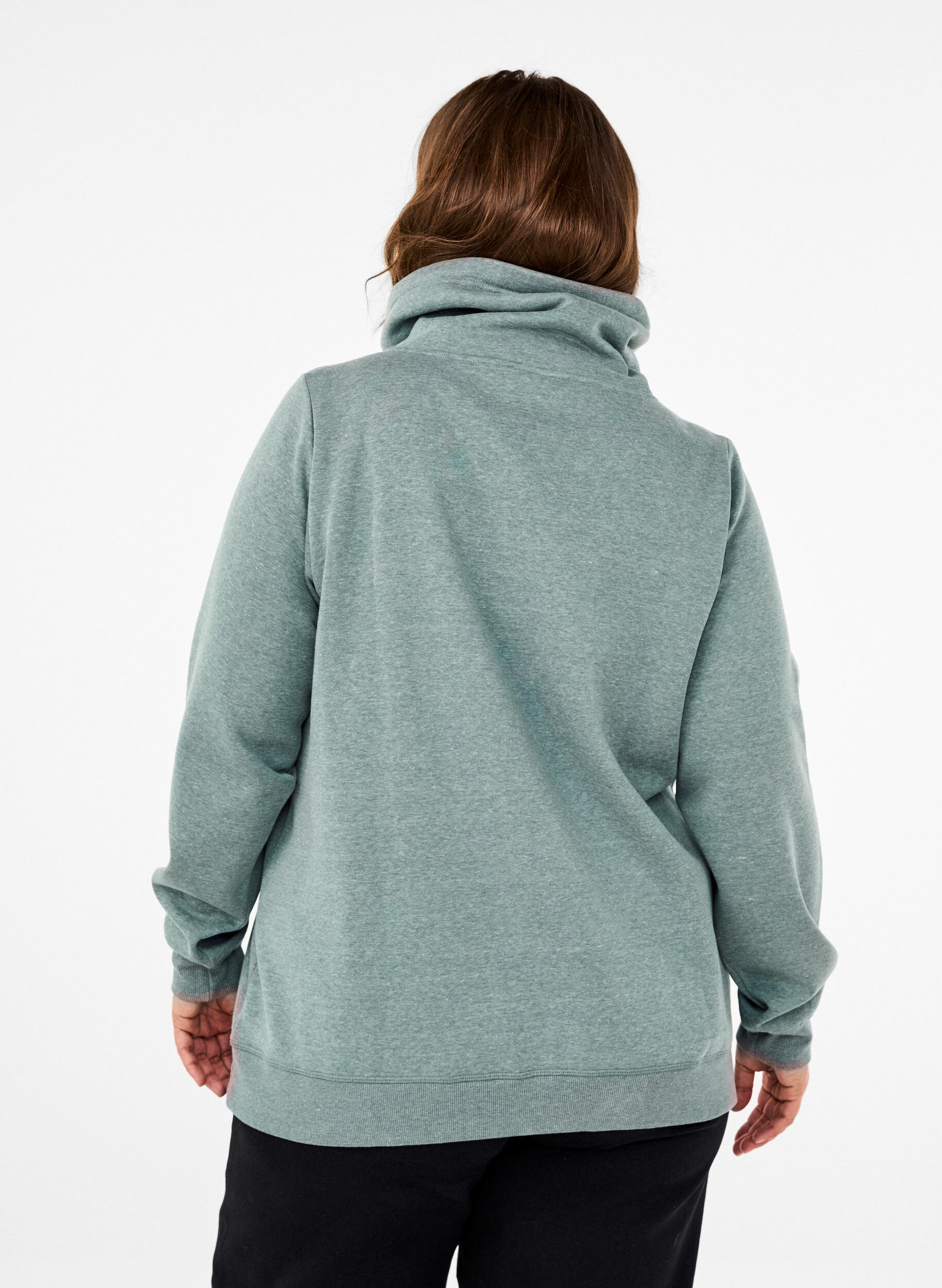 Zizzi FLASH &ndash; Bluza z wysokim kolnierzem, Balsam Green Melange, Model image number 1