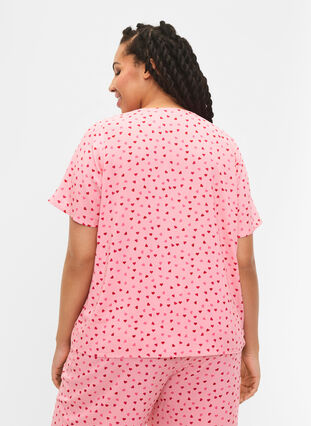 Koszula nocna z wiskozy z nadrukiem, Pink Icing W. hearts, Model image number 1