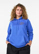Bluza z kapturem z haftowanym motywem z przodu, Niebieskie, Model image number 0