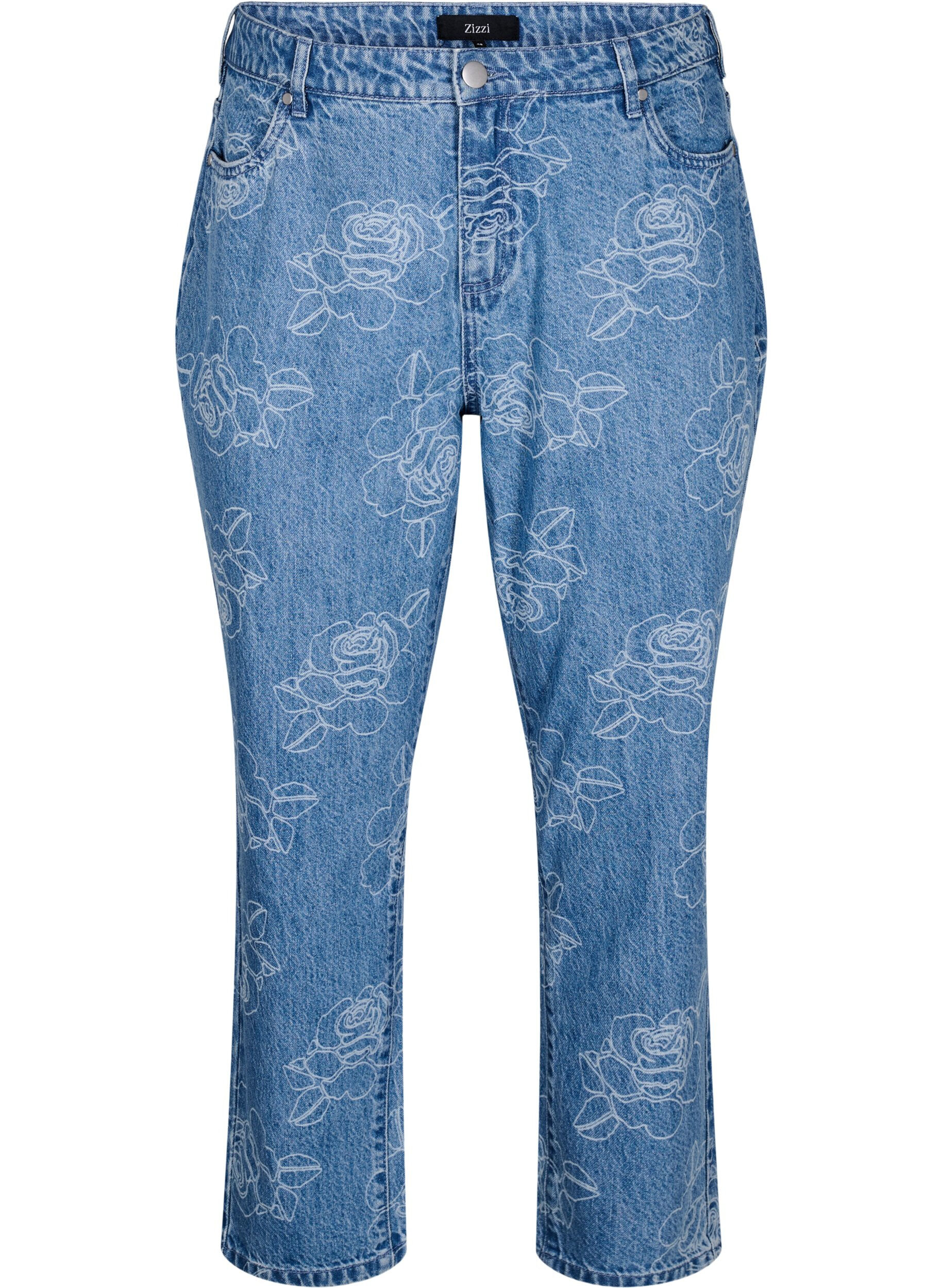 Zizzi Jeansy Mille z kwiecistym wzorem, Niebieskie, Packshot image number 0