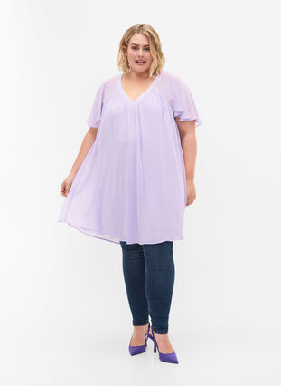 Luzna sukienka z krótkimi rekawami, Purple Heather, Model image number 2