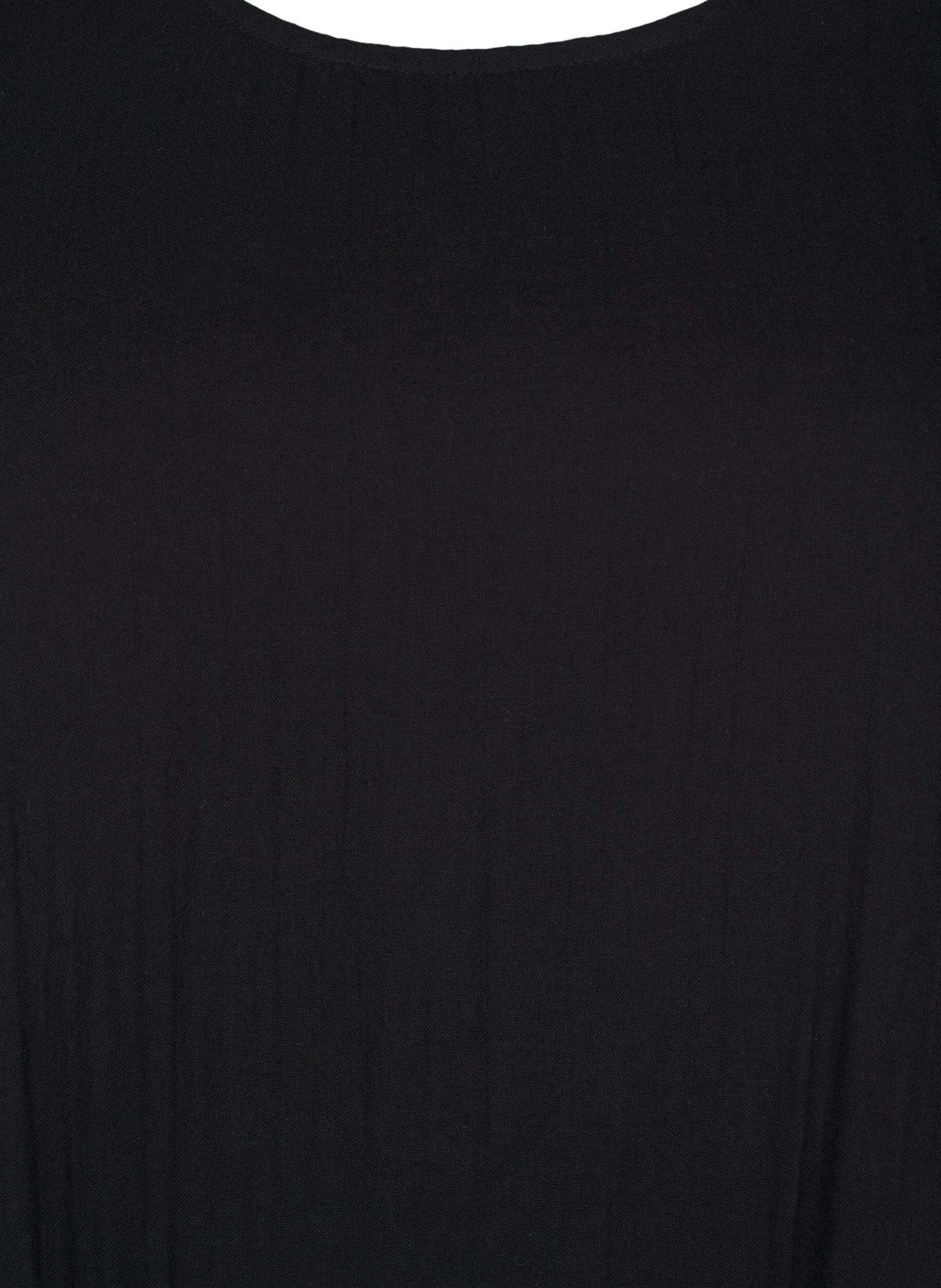 Zizzi Bawelniana sukienka z kr&oacute;tkim rekawem w ksztalcie litery A, Black, Packshot image number 2