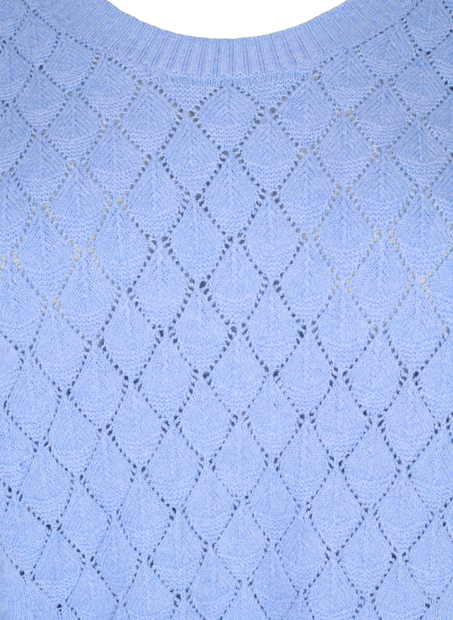 Zizzi Dzianinowa bluzka z koronkowym wzorem, Cornflower Blue Mel., Packshot image number 2