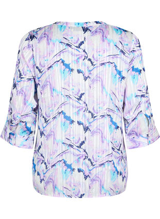 Bluzka z nadrukiem i rekawami 3/4, Blue Lilac AOP, Packshot image number 1
