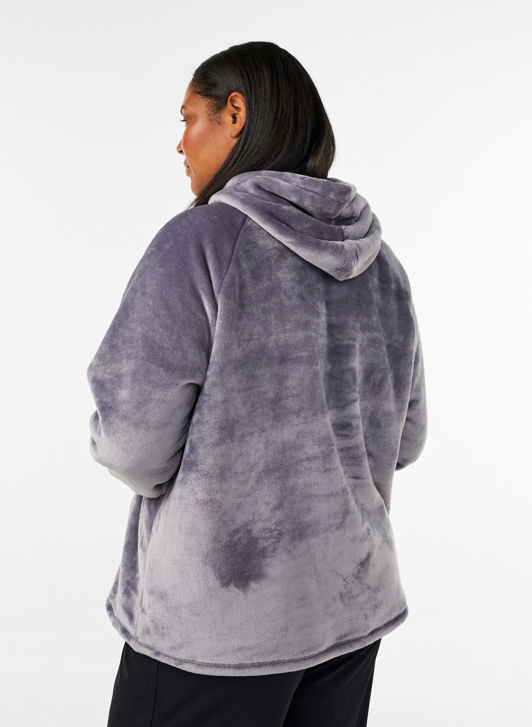 ZizziWelur bluza z kapturem z kieszenia kangurkowa, Szary, Model image number 2